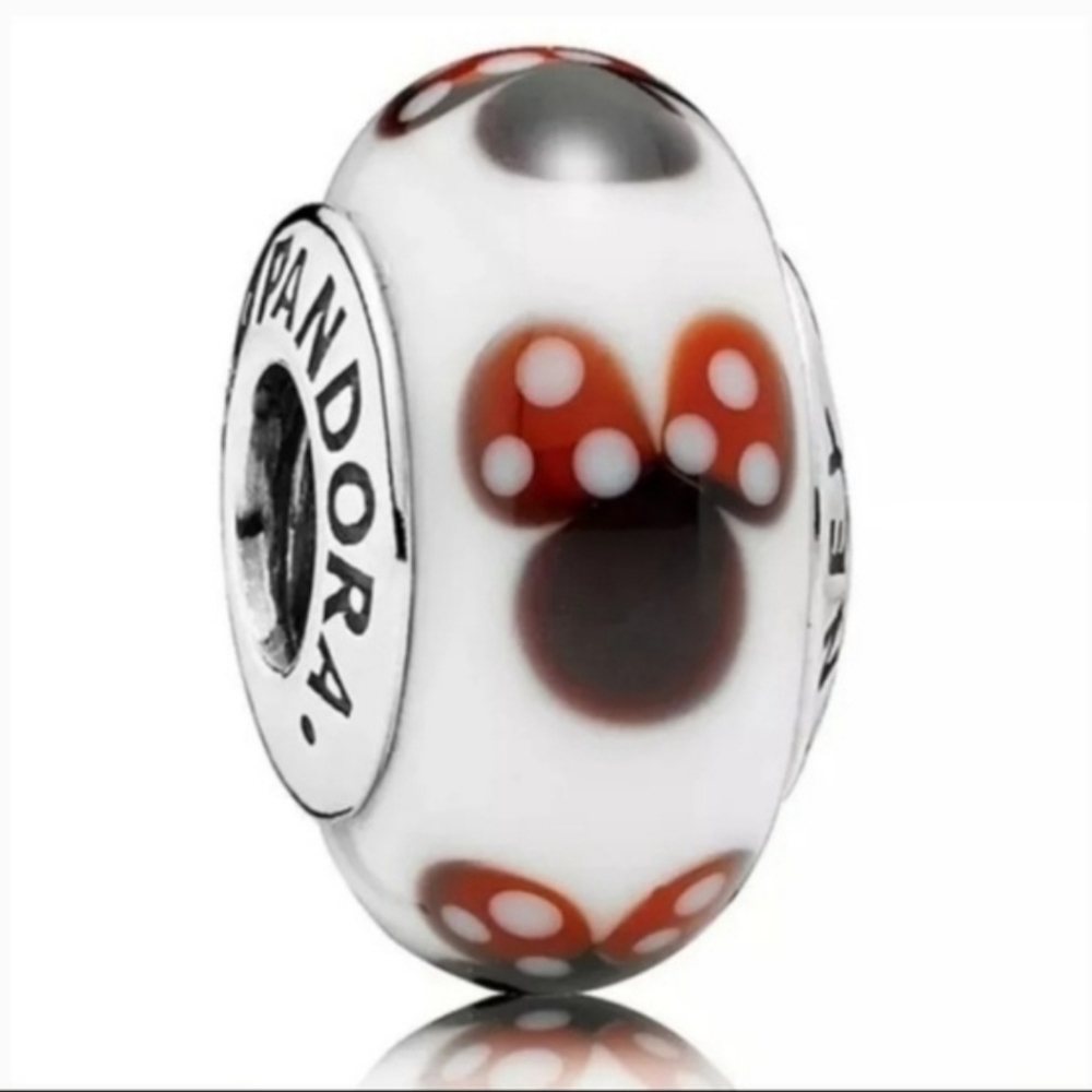PANDORA DISNEY MINNIE MOUSE RED WHT BLK GLASS